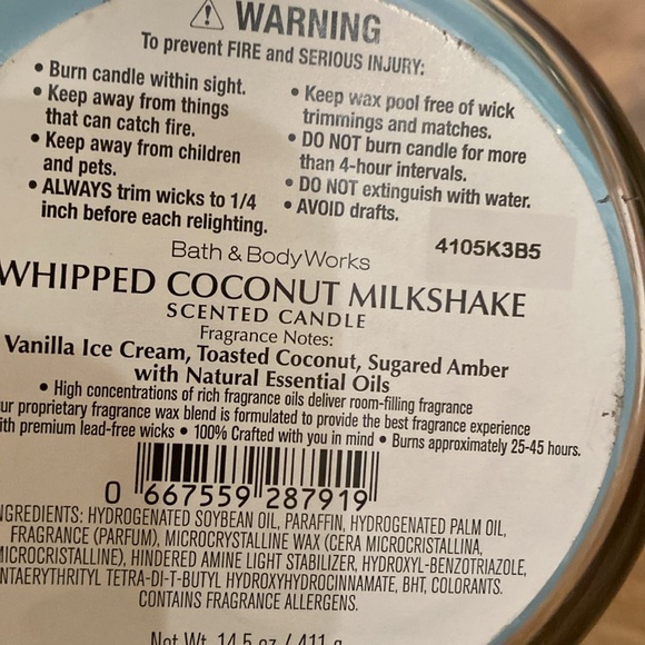 Bath & Body Works whipped coconut milkshake 3 wick candle - Picture 6 of 6